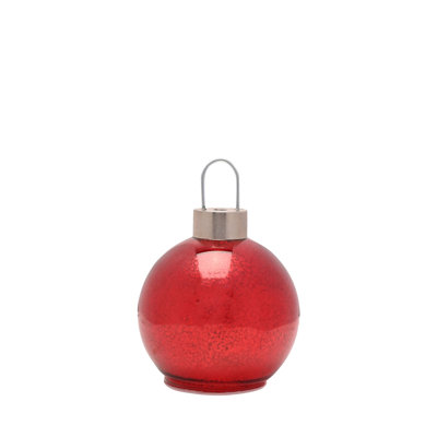 Red Mercury Glass LED Fairy Light Bauble Ornament Small