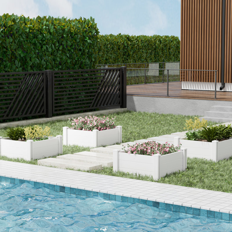 28 po x 28 po x 13 po Panneau de jardin modulaire en PVC blanc durable et facile à installer