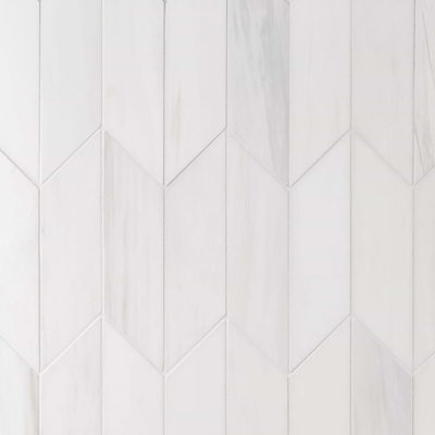 Bianco Dolomite 3x12 Chevron Honed Marble Tile
