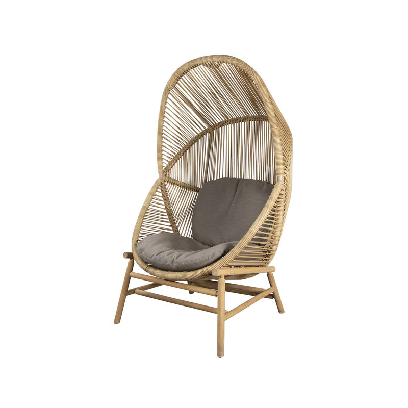 Hive Hanging Chair Hammock Teak Base with Cane-line AirTouch Seat/Back Cushion, Natural