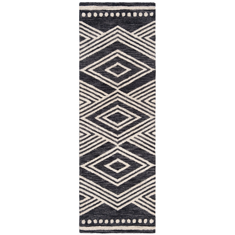 Tapis en laine touffeté à la main Vedika, Tapis de couloir 2 pi 6 po x 9 pi