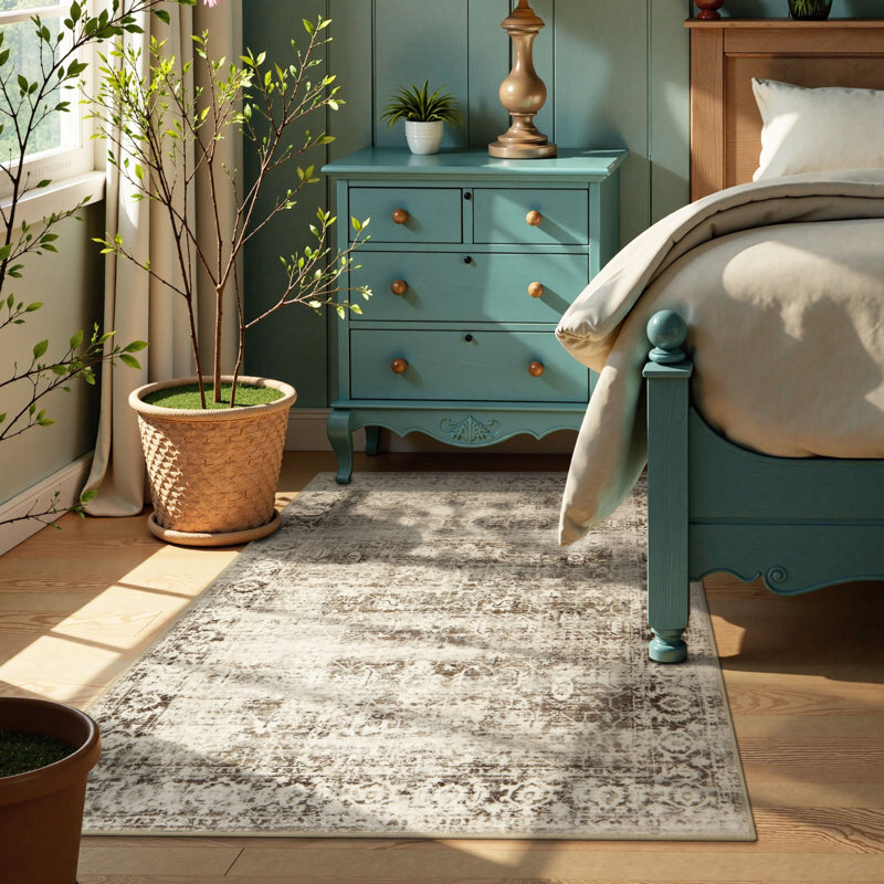 Kiner Vintage Machine Washable Area RugsPerfect for Living Room, Dining Room, Bedroom, Rectangle 4' x 6'