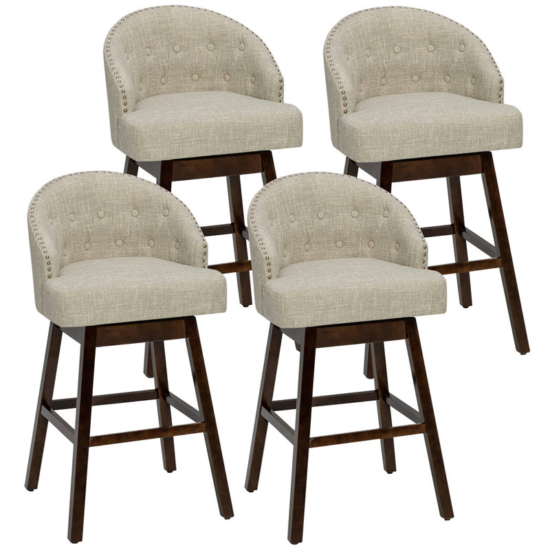 Arihan Swivel Upholstered Counter Stool with Solid Wood Frame, 4
