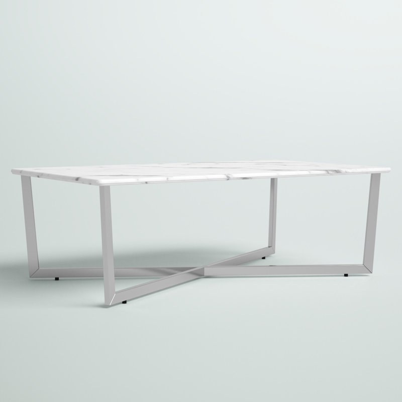 Table basse rectangulaire en faux marbre de 47 po Pulcherie, Blanc