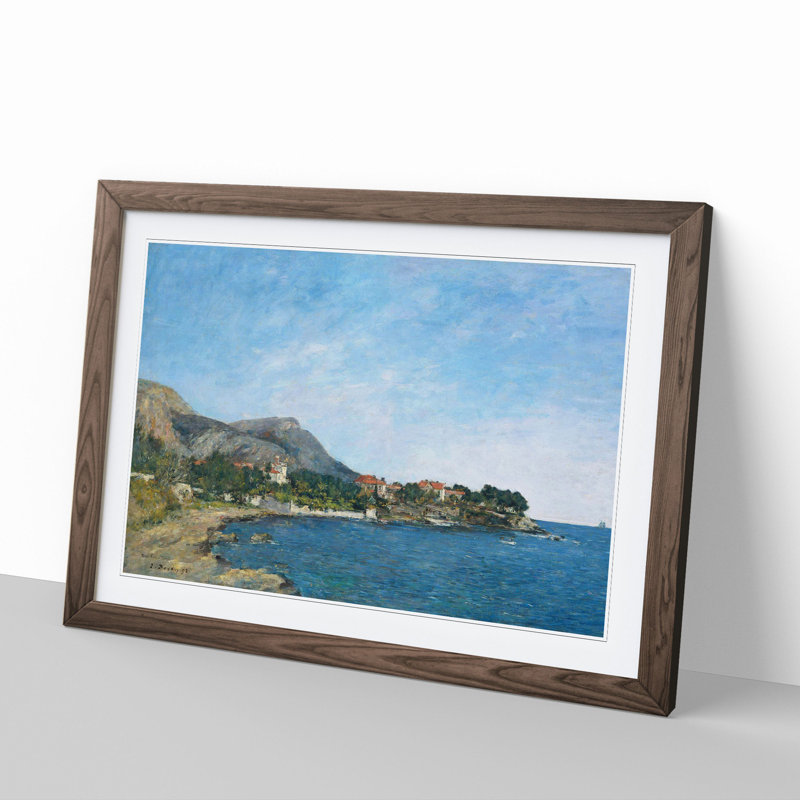 Bay of Fourmis by Eugene Boudin - Picture Frame Painting, Walnut Framed, 48cm H x 65cm W x 2cm D