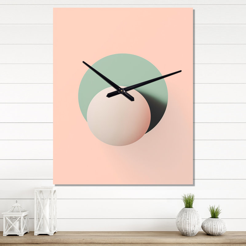Horloge murale géométrique de rêve rétro minimaliste en rose III, Petit