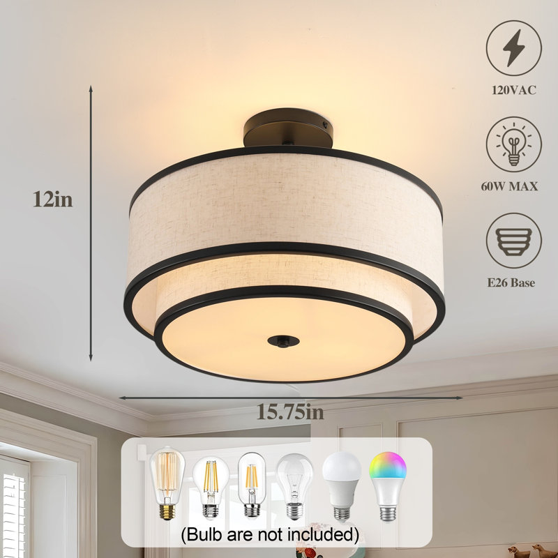 Plafonnier moderne 15 po, Beige;Black