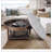 Large Round WaterProof Ottoman Coffee Table 2 Tier Oversized Button Tufted Ottoman with Wooden Shelf Storage Farmhouse Upholstered Coffee Table Living Room Footstool Ottoman Linen( )-230361941