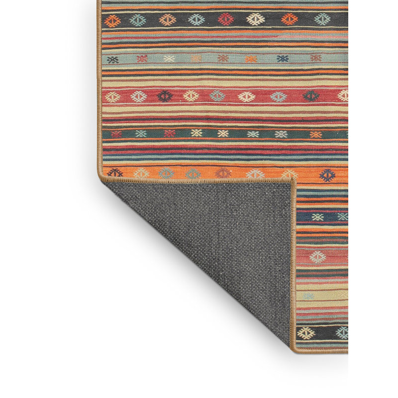 Tapis brun/marron/vert de zone contemporaine, Rectangle 2 pi x 4 pi