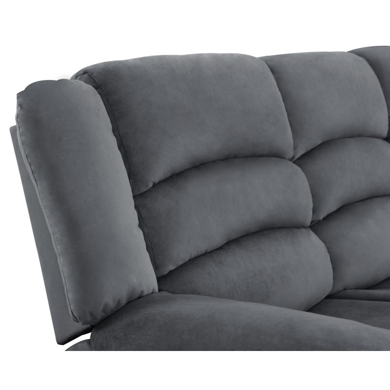 Aum 81'' Upholstered Reclining Sofa, Gray, 40" H x 60" W x 35" D