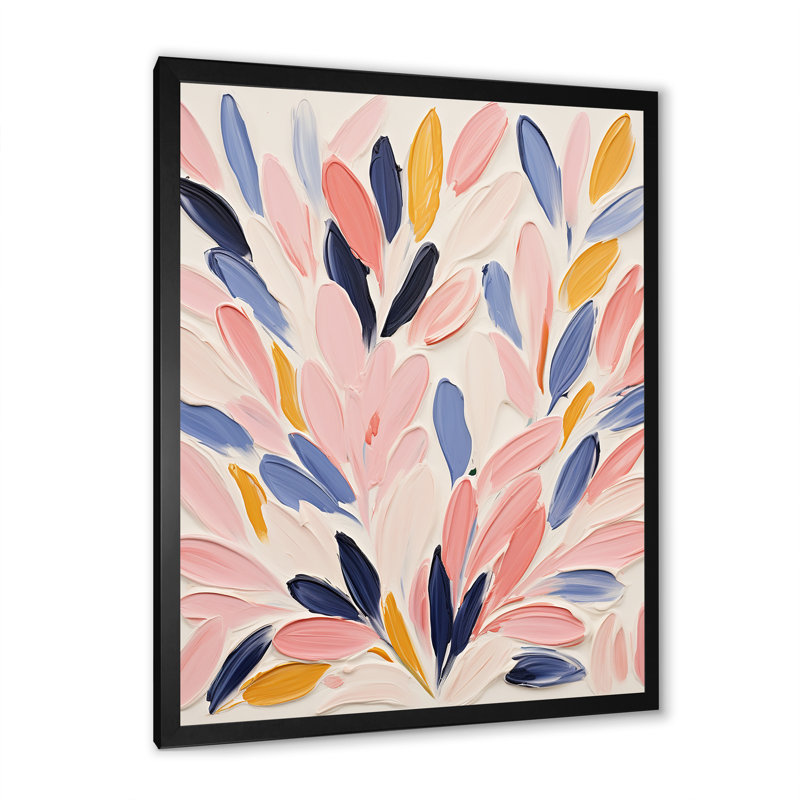 Rose et bleu fond de corail floral - art mural corail, H 20 po x l 12 po x P 1 po, Cadre simple noir