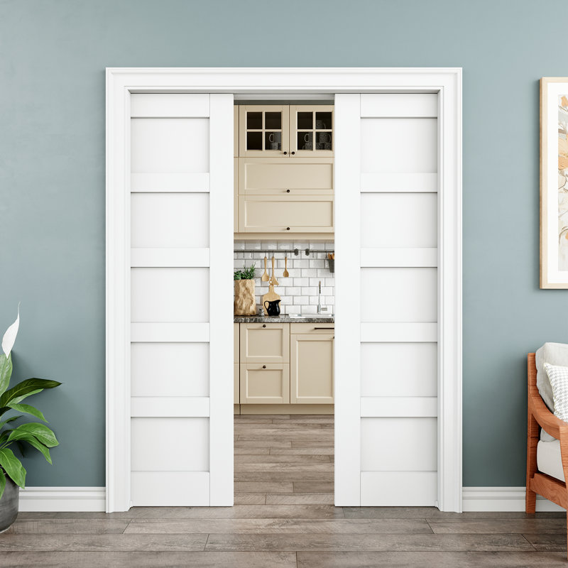 Interior Solid Panel Sliding Closet Door Solid Prefinished Sliding Door With Soft Close, 60" x 80"