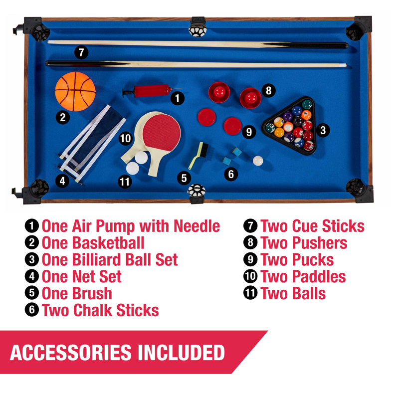MD Sports 48" 5-in-1 Combo Game Table with Basketball