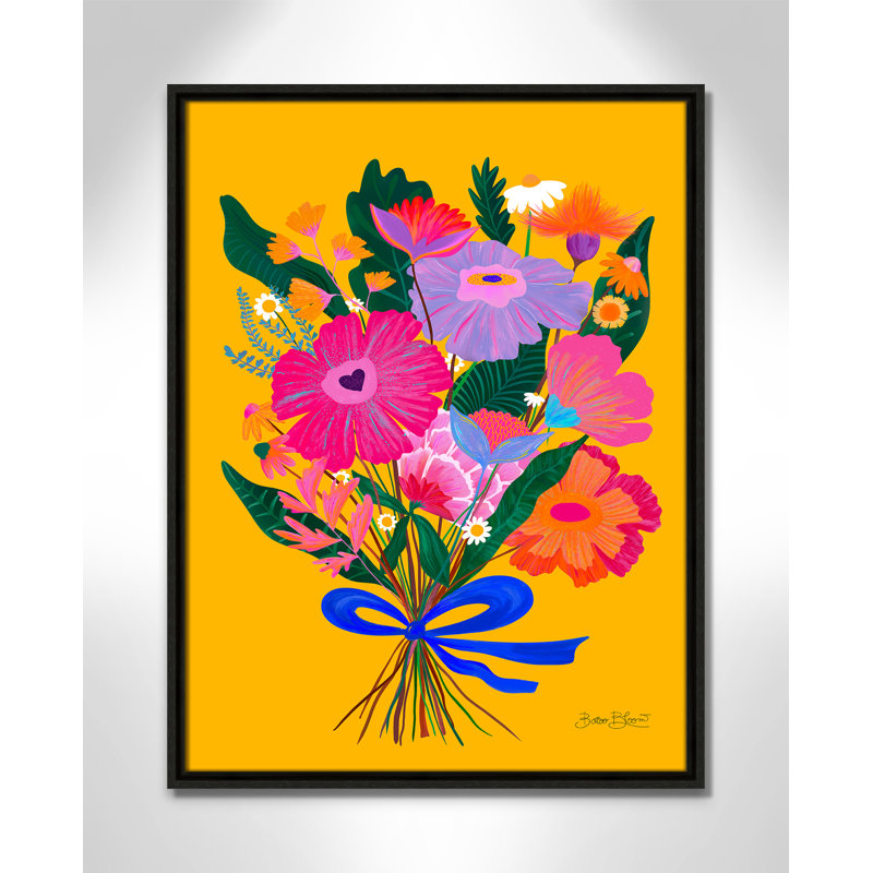 Imprimé éclectique de fleurs par Bloom, Toile avec cadre, L 19,5 po x H 25,5 po, Flottant espresso