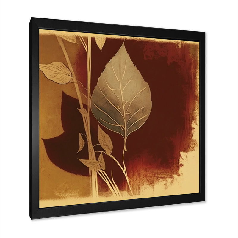 Terra Cotta Chocolate Leaves VII - reproduction sur toile, H 30 po x l 30 po x P 1 po, Toile avec cadre photo noir