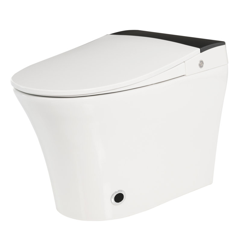 Heated Seat Smart Toilet, One Piece Toilet, Automatic Flush Tankless Toilet Without Bidet, With Foot Sensor Flush, Blue Night Light, Knob Control, Power Outage Flushing, Soft Close Cover,White