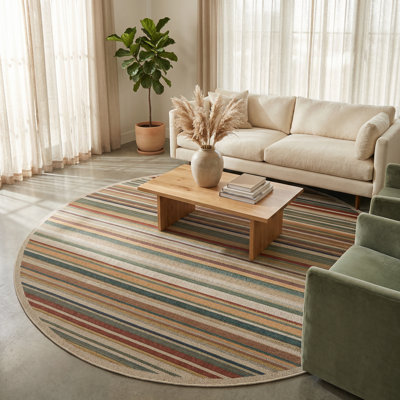 Dimesford Striped Patio Area Rug