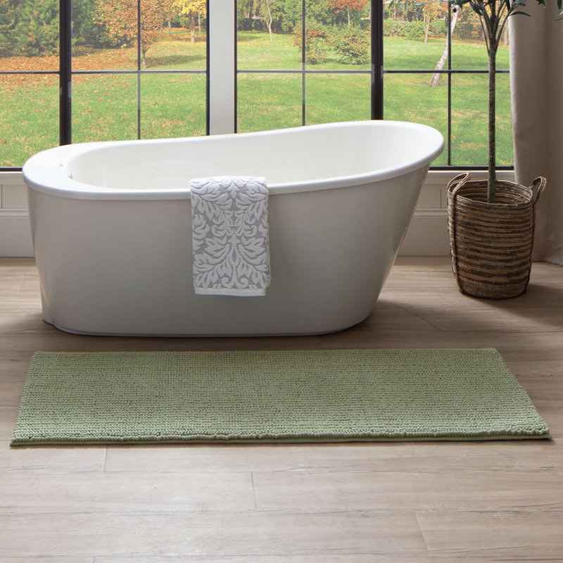 Wagnon Plush Memory Foam Stain/Fade Resistant Non-Slip Machine Washable Bath Mat, 24" W x 60" L, Oregano
