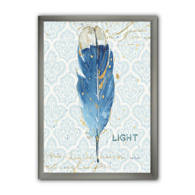 « blue damassé plumes »-cadre photo imprimé sur toile