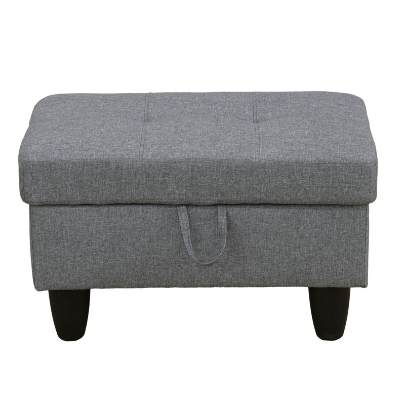 Andikan Upholstered Ottoman, Gray Linen Blend