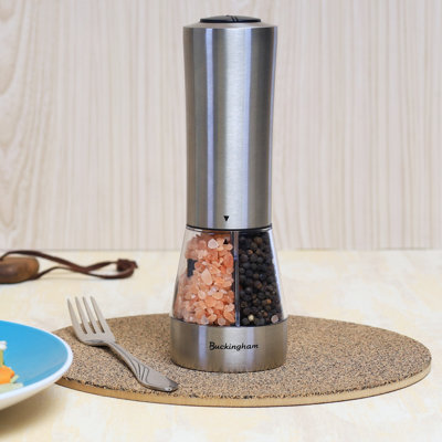 Buckingham Electric Salt & Pepper Mills Dual Function 2 in 1 Battery Operated Combi Mill