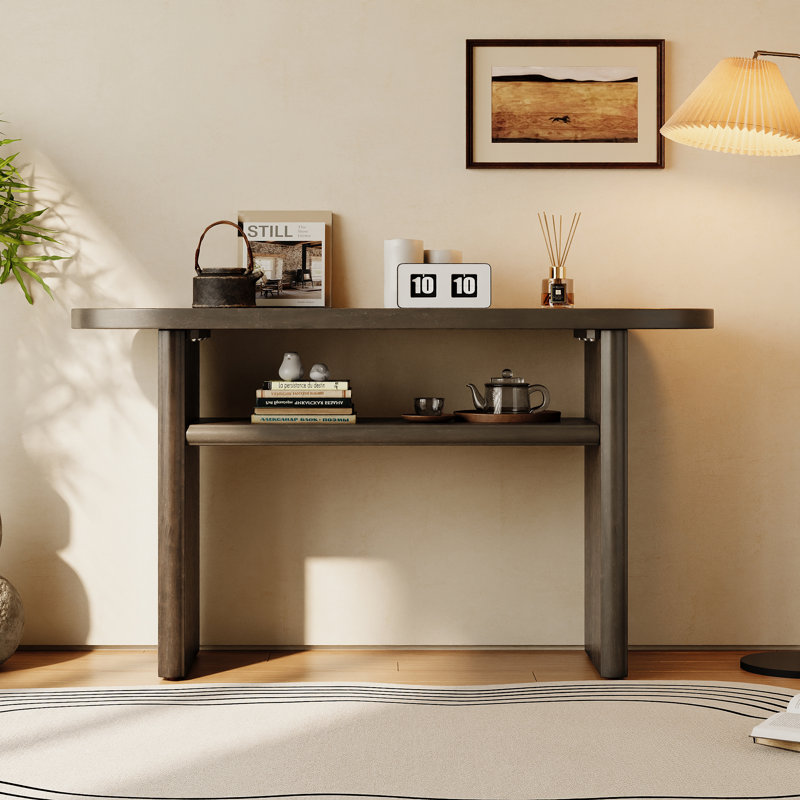 Console avec bords arrondis et tablette robuste, Espresso