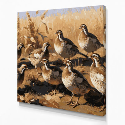 Birds Red legged Partridge Brown Canvas Wall Art