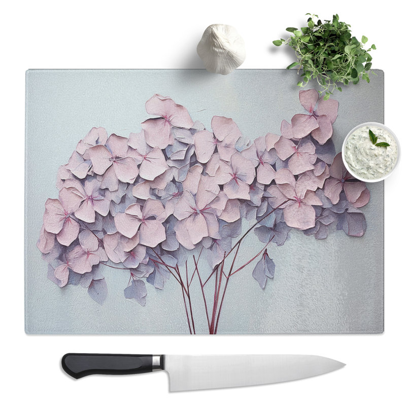 Hydrangea Minimalism  Glass Chopping Board
