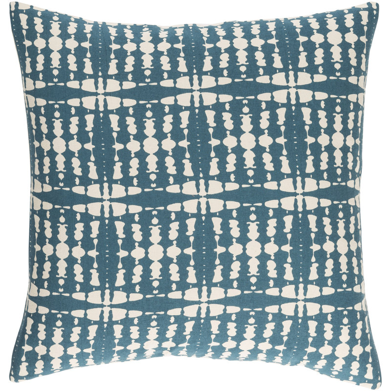 Coussin en coton Ridgewood, H 20 po x l 20 po, Bleu sarcelle / crème, Duvet