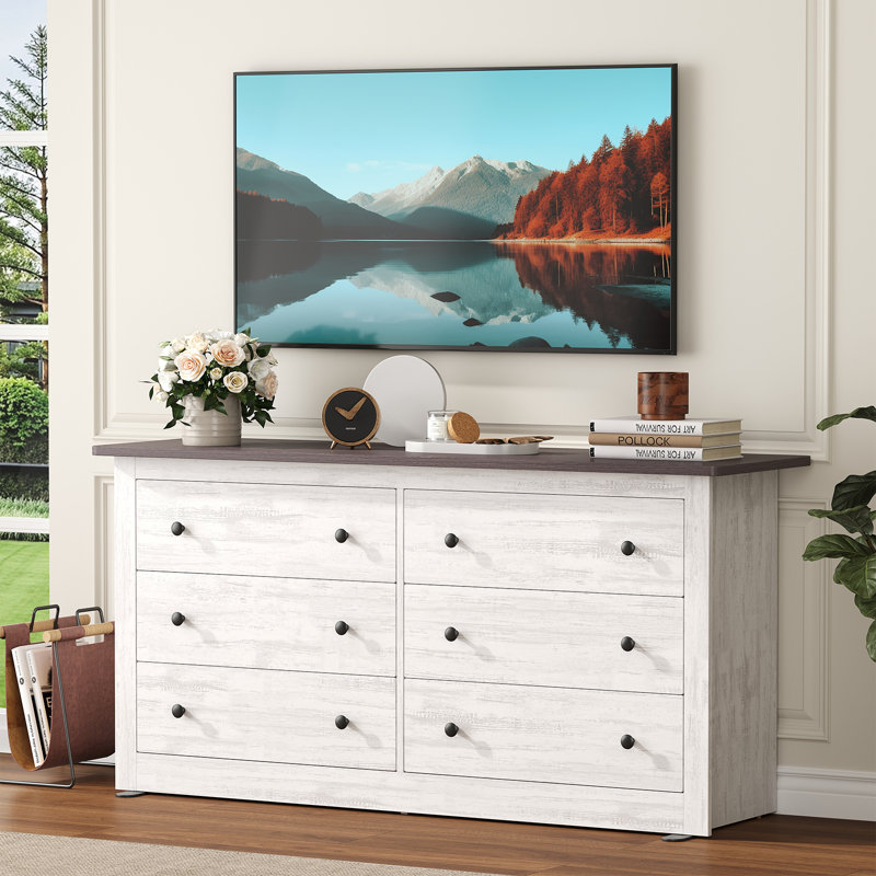 59" W 6 - Drawer Dresser, White