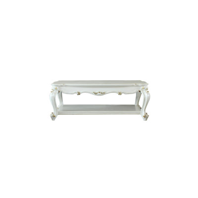 Table basse rectangulaire antique en perle avec tablette pour magazines, usage traditionnel et décoratif en bois