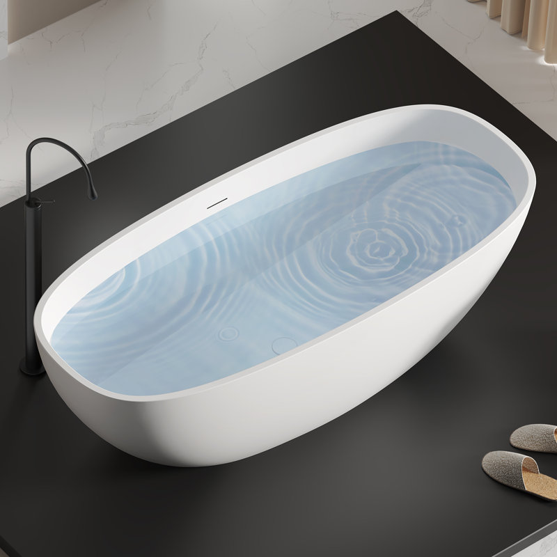 Baignoire de trempage autoportante à surface solide de 66,9 pouces KAKUSIGA