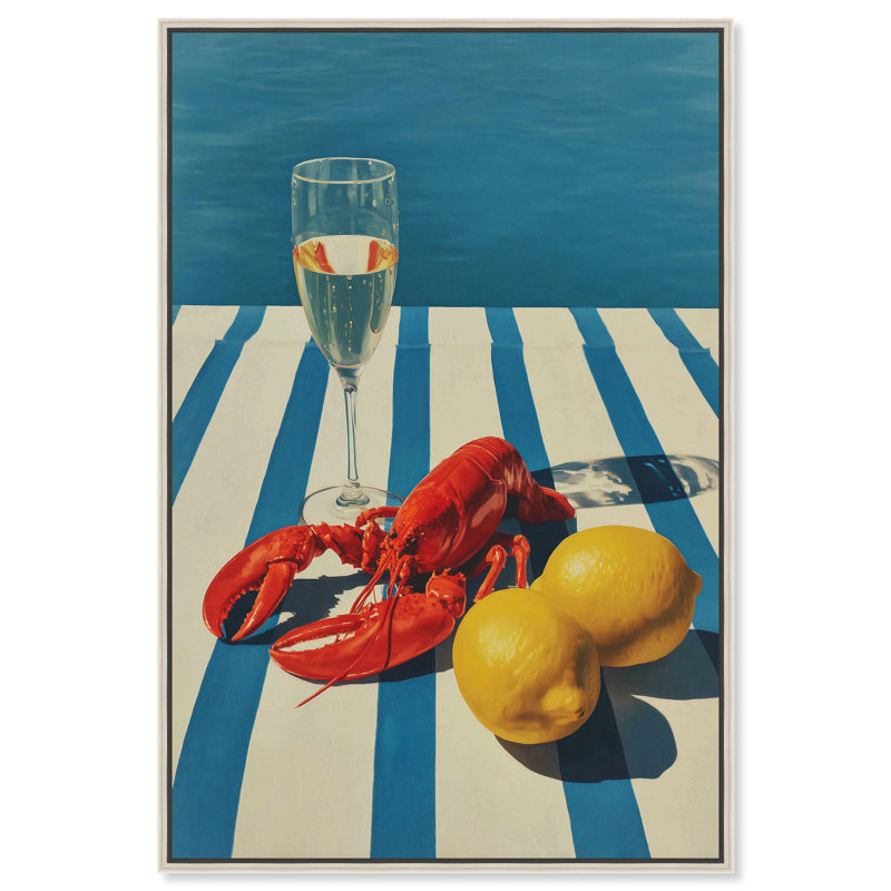 Décoration murale «Lobster and Lemons» par Art Remedy, H 37 po x l 25 po, Cadre en acrylique noir