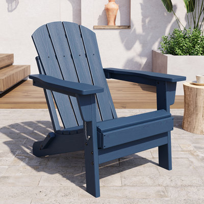Chaise Adirondack pliable, paquet de 1 chaise de jardin pour l'extérieur en PEHD toutes saisons pour jardin, cour ou bord de piscine