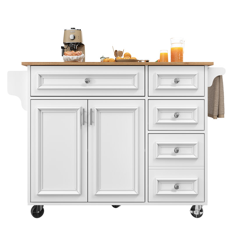 Wood Kitchen Island, White