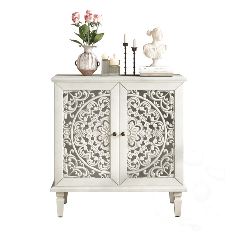 Armoire décorative avec 2 portes et tablette réglable, Antique White