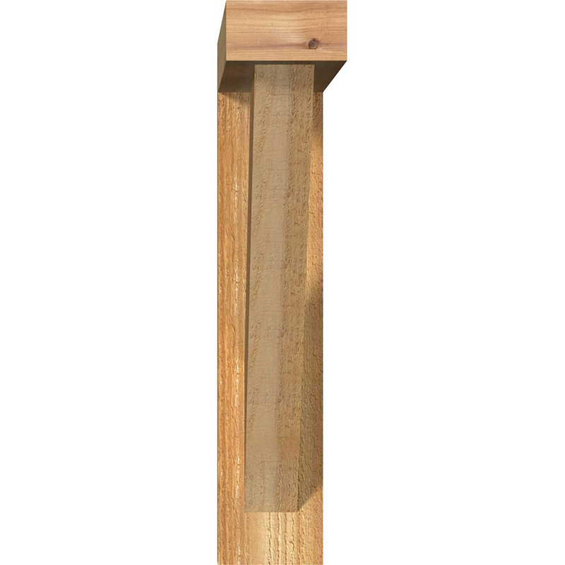 Traditional Block Bracket w/ Offset Brace, 20 x 20, 4"W Western Red Cedar (Rough Sawn)