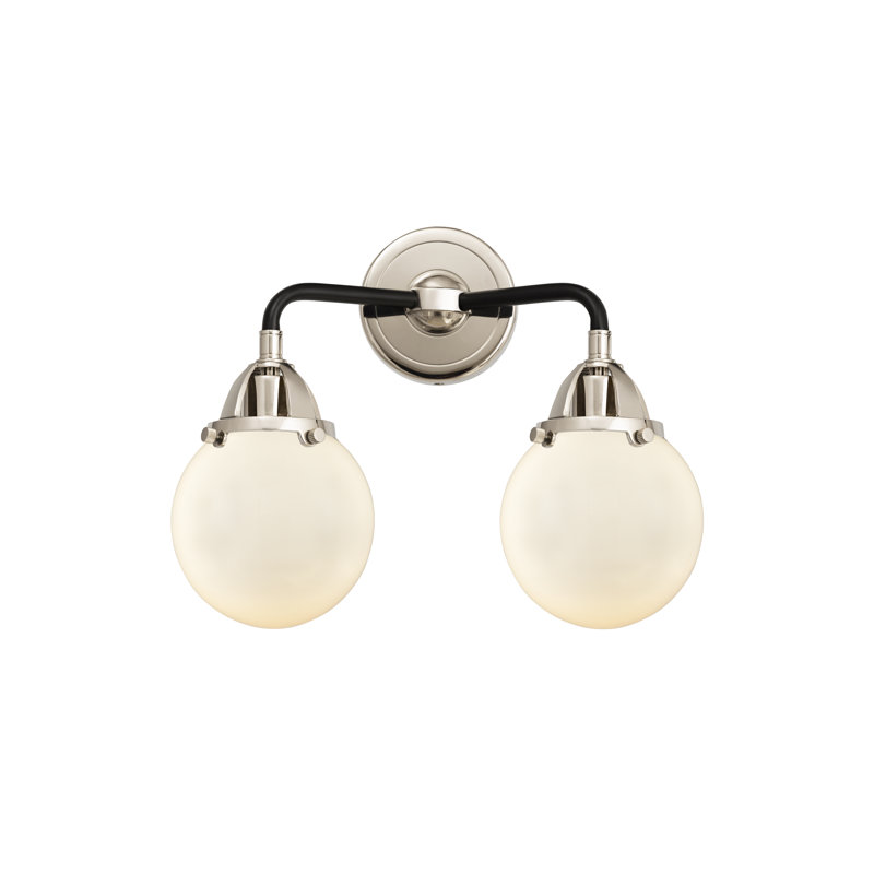Shauna 2 - Light Vanity Light, Matte White, Incandescent, Black Polished Nickel