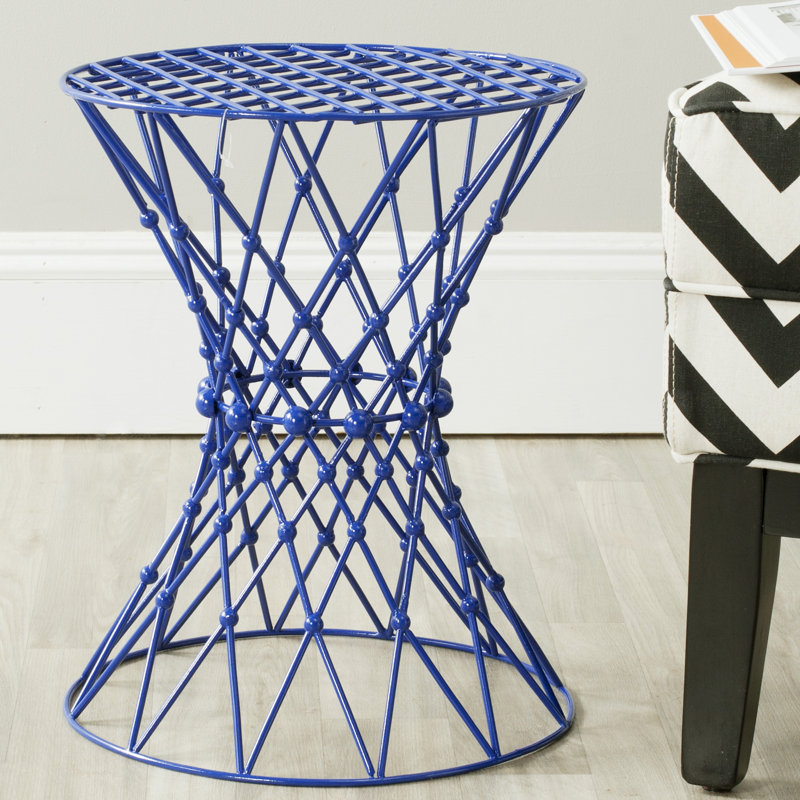 Grid Iron Accent Stool, Dark Blue