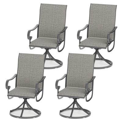 Patio Swivel Chairs Set Of 4, Outdoor Dining Chairs With High Back, All-weather Swivel Rocker Chair With Sturdy Metal Frame For Poolside, Lawn, Garden