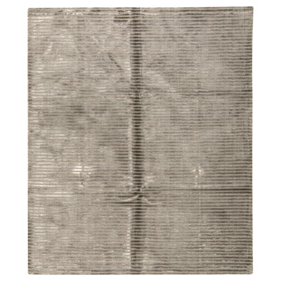 Hand Knotted Wool Area Rug in Pewter