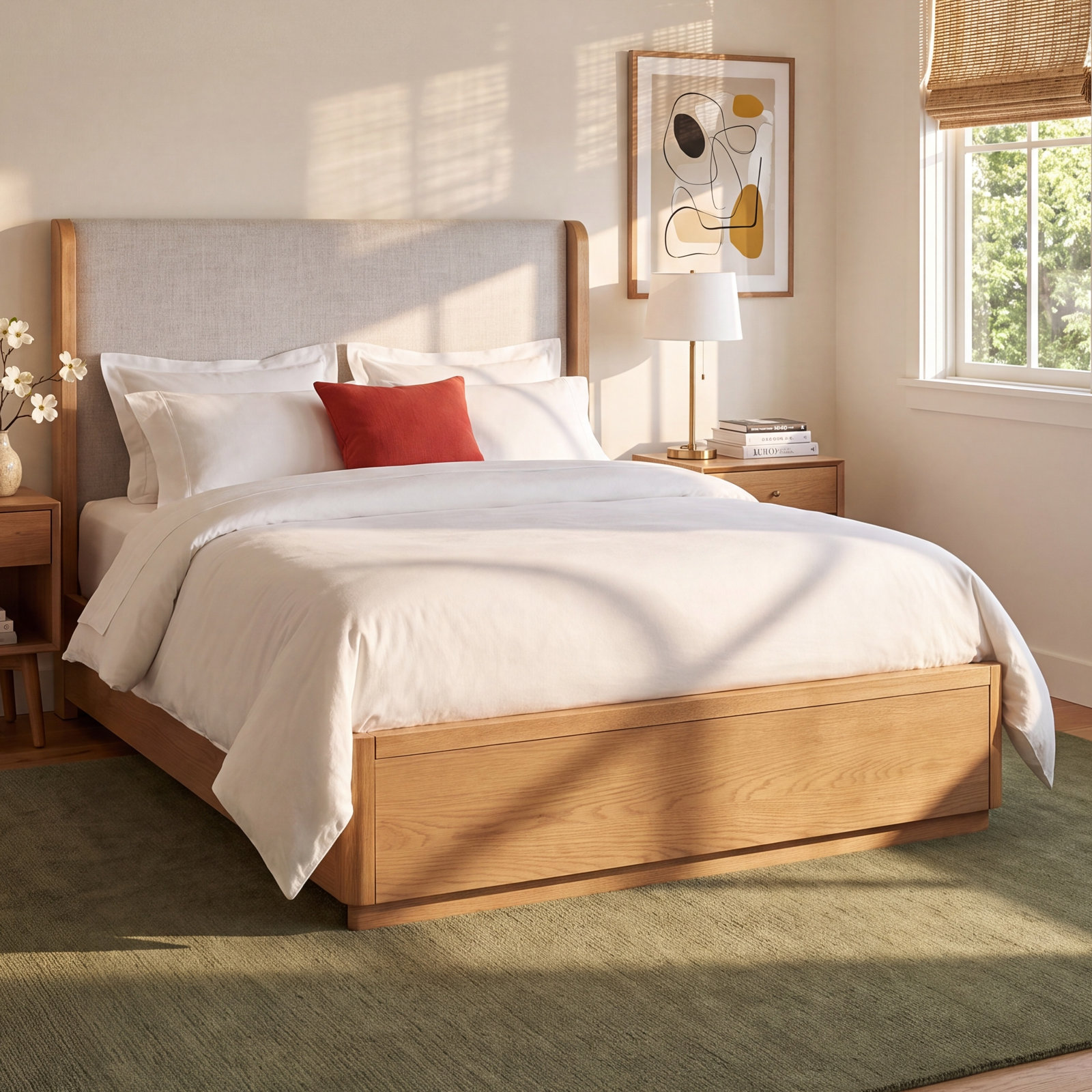 Modena Upholstered Bed, Natural, Full