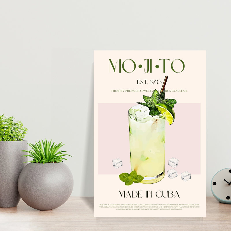 «Mojito», art contemporain contemporain rétro, H 18 po x l 12 po