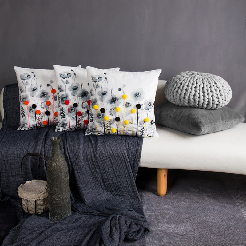 Housse de coussin carré , Orange / noir