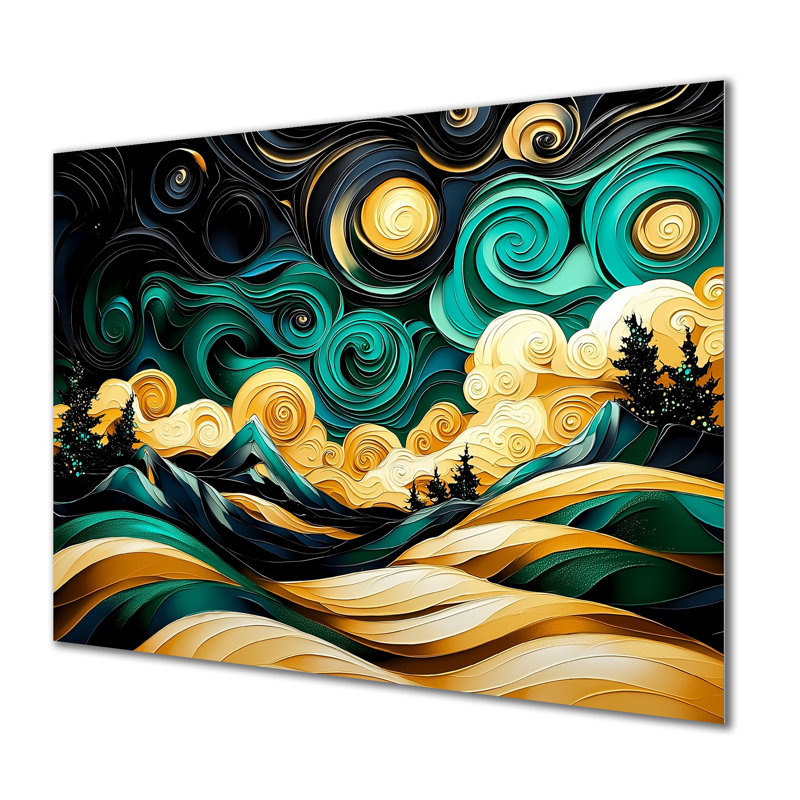 Symphonie de la forêt, paysage III, art mural en métal, paysages, H 34 po x l 44 po x P 0,84 po