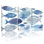 «Blue Fish», art mural moderne sur toile abstraite, ensemble de 3