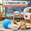 Balle automatique rechargeable par USB pour chat avec mode interactif activé par le mouvement, 2 vitesses, 2 queues, gazouillis et longue autonomie ; fonctionne sur des planchers, du carrelage et des tapis pour chats et chatons d'intérieur.