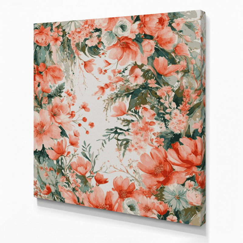 Aquarelle, art floral sur toile gris 8, H 12 po x l 12 po
