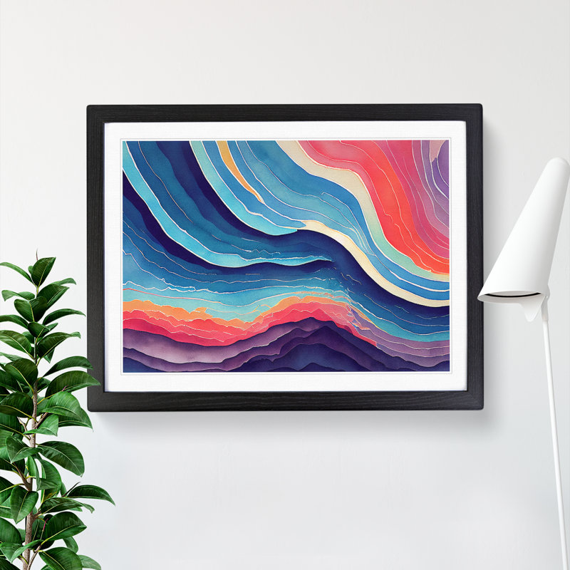 Watercolour Soundwave Vol.6 Abstract - Single Picture Frame Print, Black, 34cm H x 46cm W