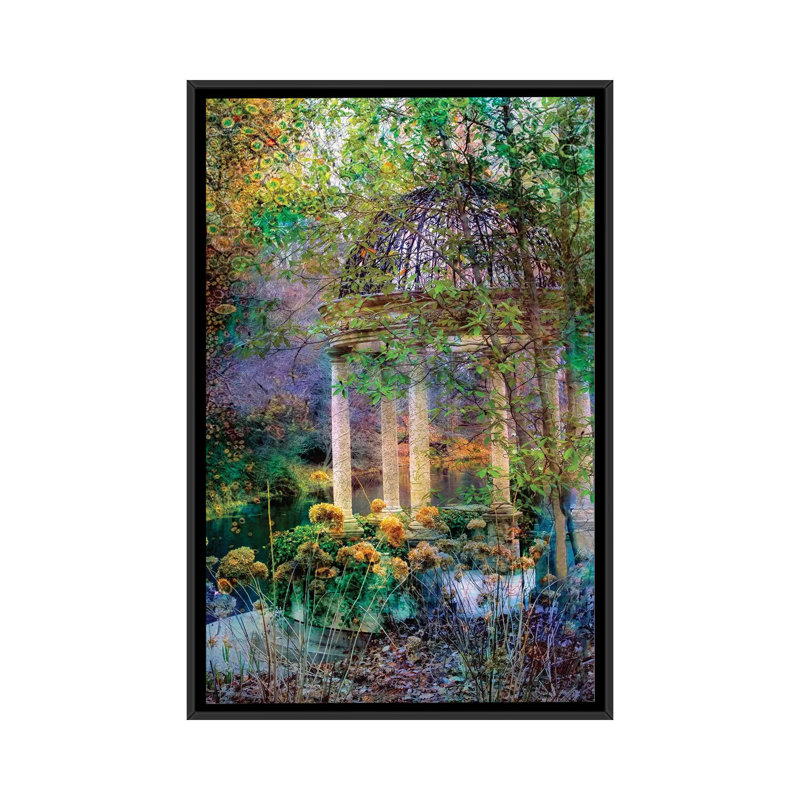 «The Gazebo» par John Rivera, impression sur toile, H 26 po x l 18 po x P 1,5 po, Toile avec cadre noir, Pas de tapis